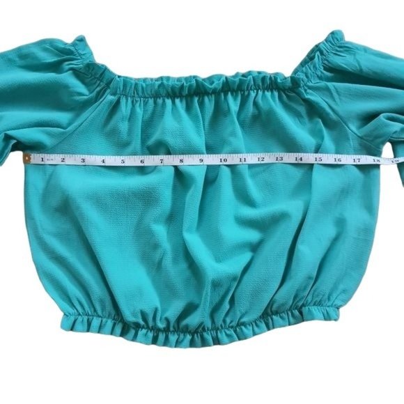 Love J Blue Off the Shoulder Flutter Sleeve Babydoll Top - Picture 3 of 9